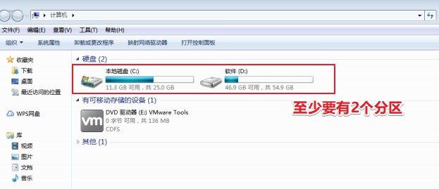 1-至少2個(gè)以上的分區(qū)